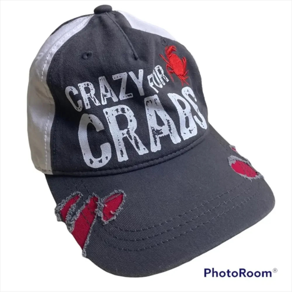 Crazy For Crabs Washington Hat hook and loop adjustable strap‎